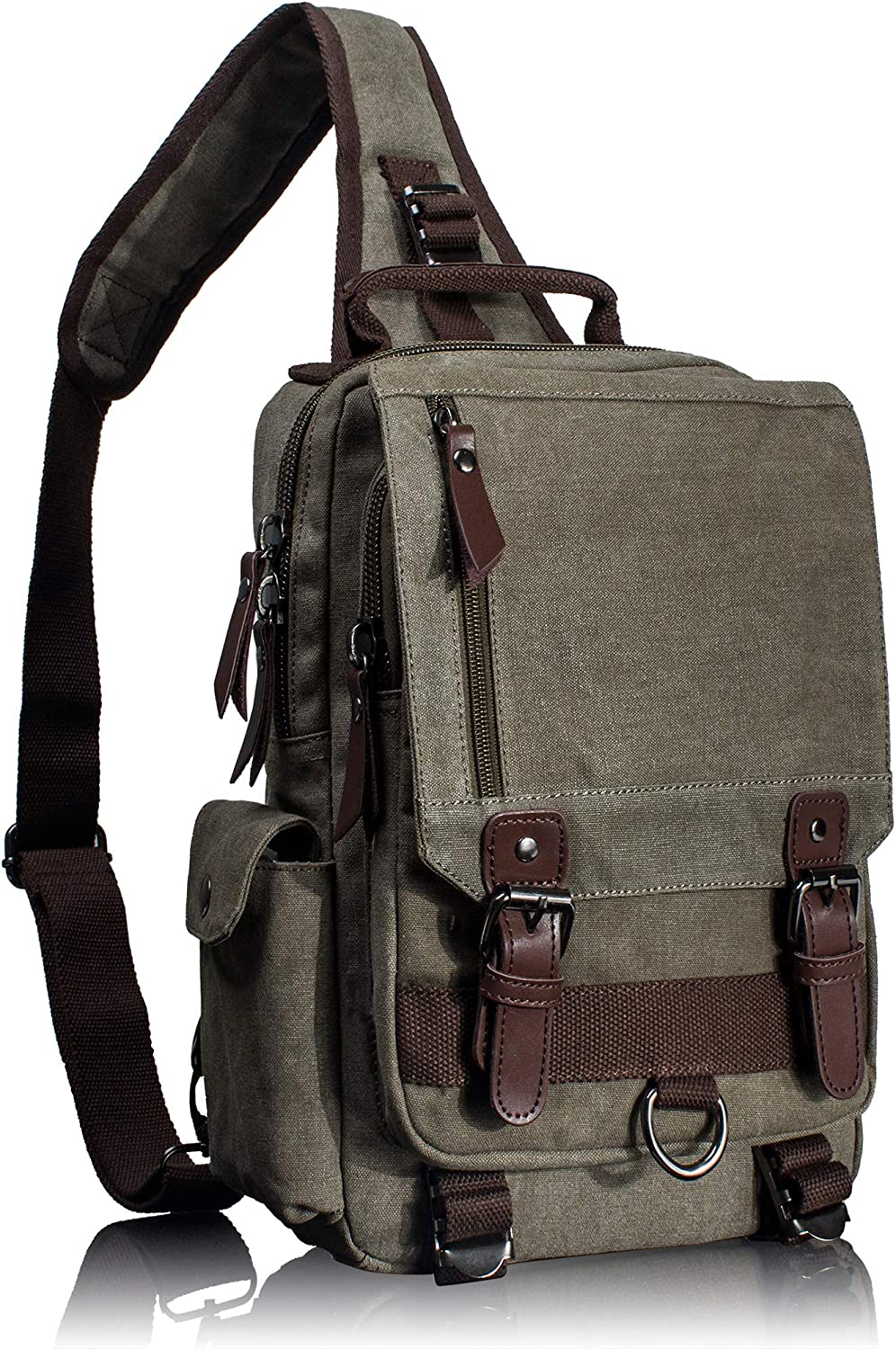 230816072044336_1 Leaper Canvas Messenger Bag Sling Bag Cross Body Bag Shoulder Bag Coffee, L - Image 1